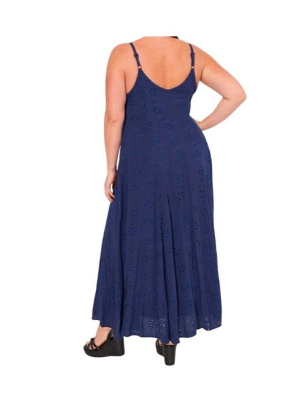 Torrid Maxi Challis Trapeze Dress Women's Size 2 Medieval Blue Embroidered NWT - Picture 3 of 16